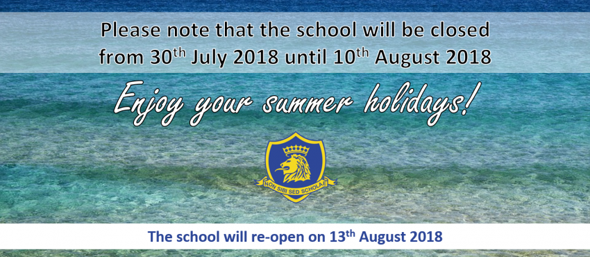 Summer Holidays 2018